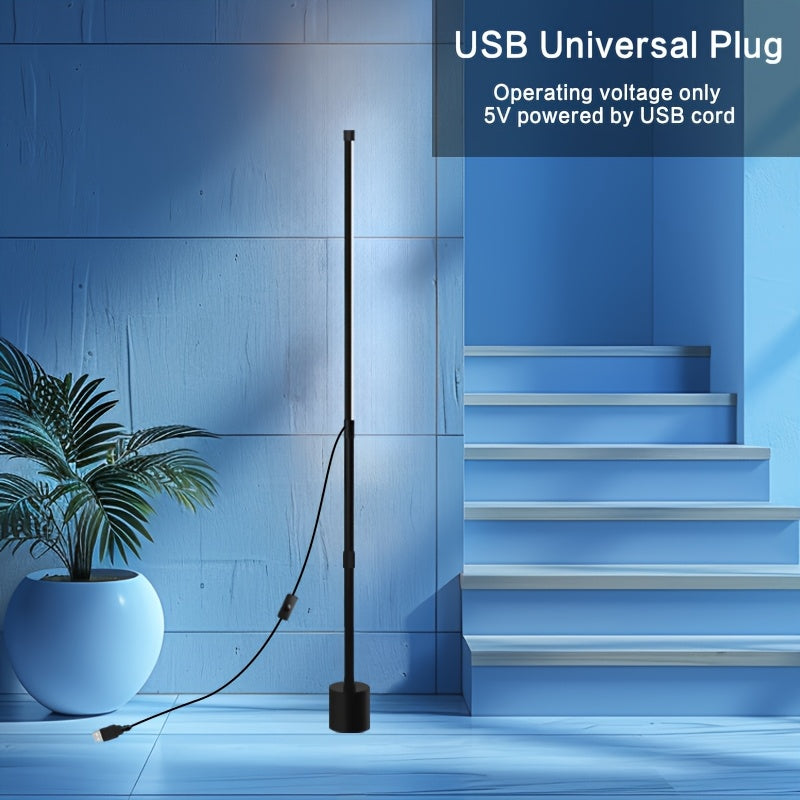 1-2pcs Nordic Style Adjustable LED Corner Floor Lamp, USB Powered, Indoor Plastic Material, Ambient Lighting for Living Room, Bedroom, Gaming Room - Black