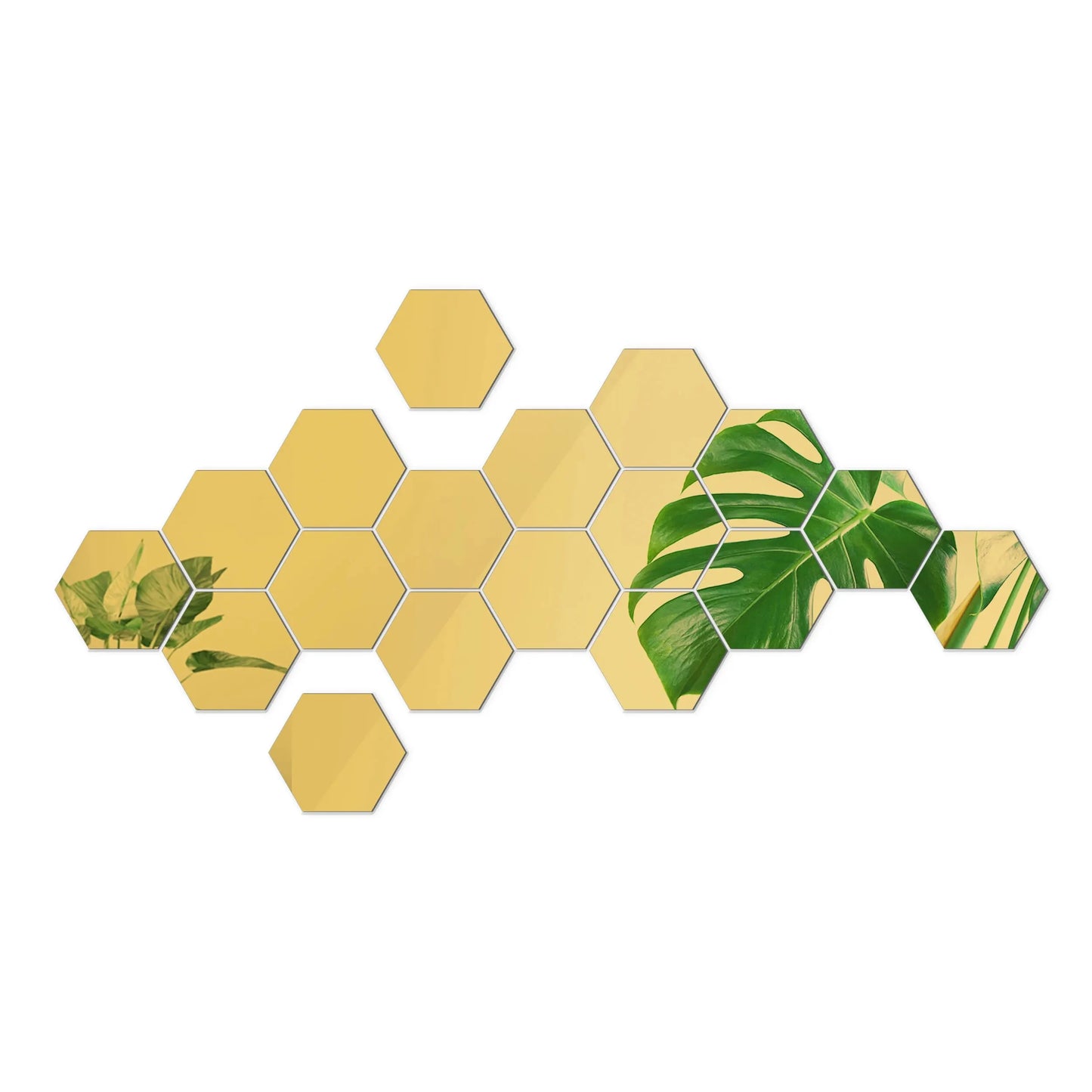 12PCS/Lot Geometric Solid Hexagonal Mirror Wall Stickers DIY With Built-in Adhesive and Removable Home Decoration