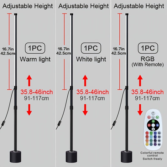 1-2pcs Nordic Style Adjustable LED Corner Floor Lamp, USB Powered, Indoor Plastic Material, Ambient Lighting for Living Room, Bedroom, Gaming Room - Black