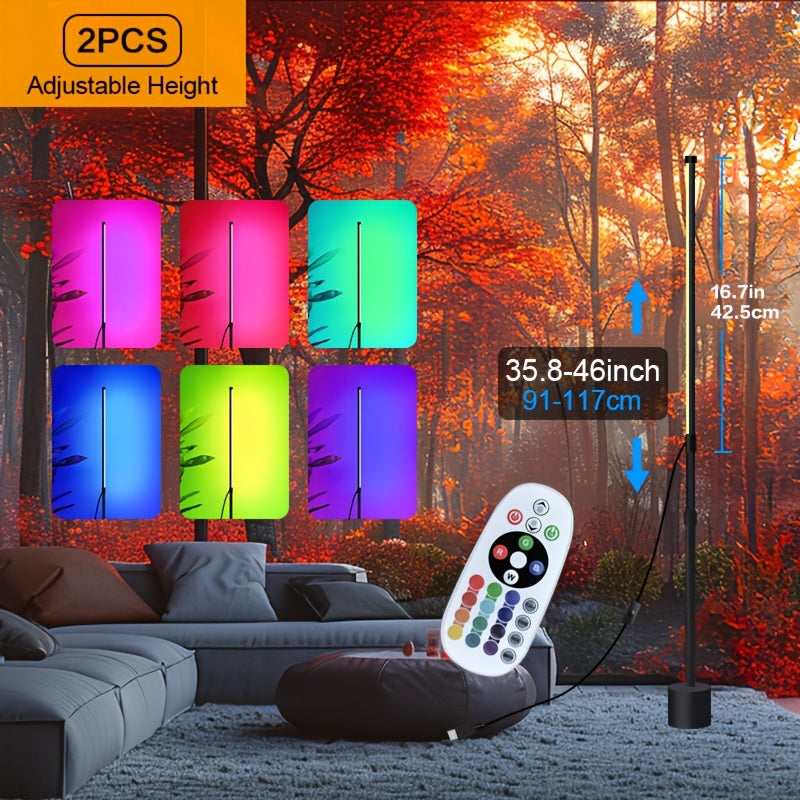 1-2pcs Nordic Style Adjustable LED Corner Floor Lamp, USB Powered, Indoor Plastic Material, Ambient Lighting for Living Room, Bedroom, Gaming Room - Black